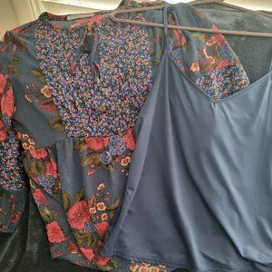 Women's flowy floral blouse with tank